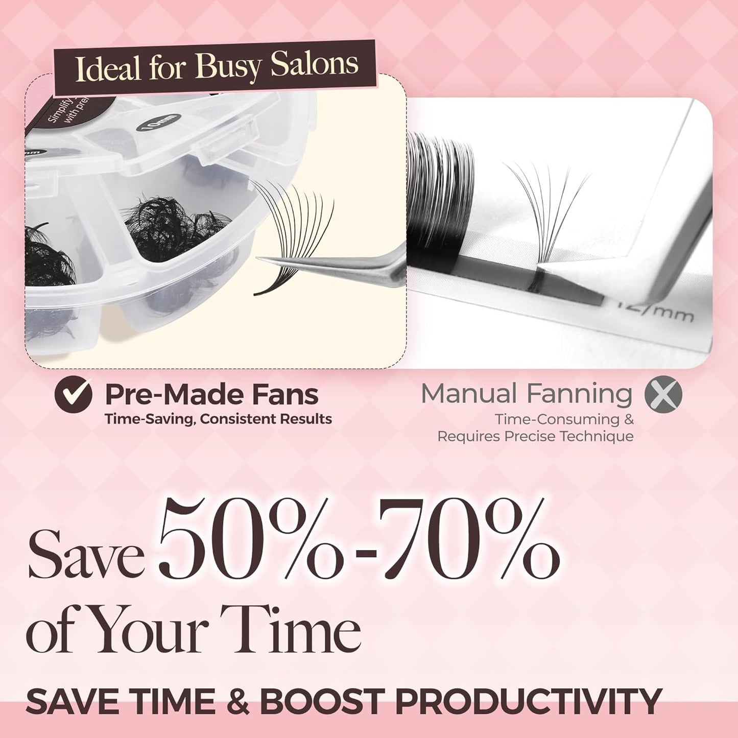 LASHVIEW 600 Fans 10D Premade Volume Eyelash Extensions Mixed Tray Premade Fans Eyelash Extensions C Curl Premade Lash Fans Pointed Handmade Promade Loose Fans Thin Base (10D-0.05C,8-15mm)