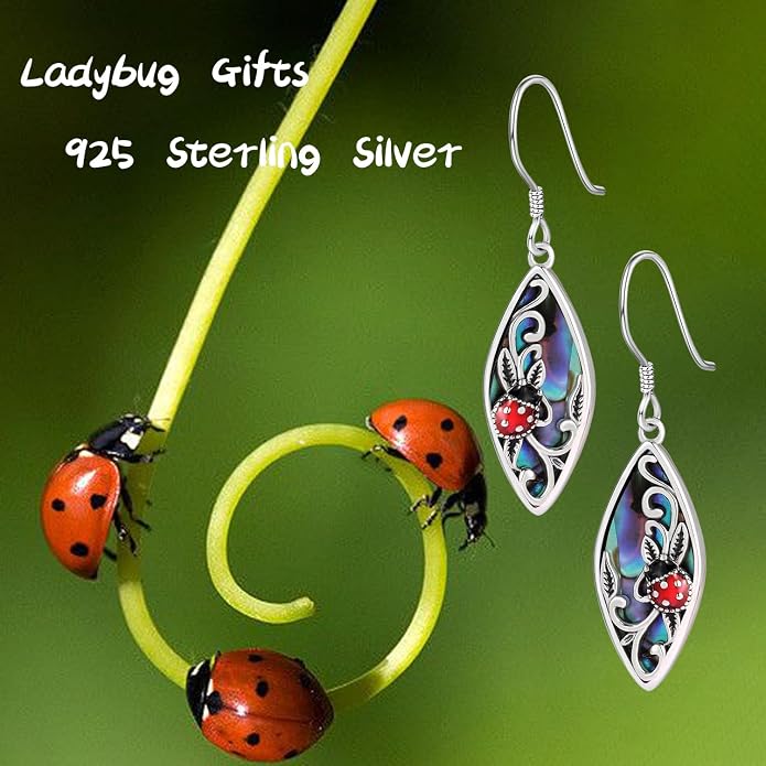 Sterling Silver Abalone Shell Filigree Dangle Drop Earrings Bohemia Jewelry Gift for Women Mother Mom