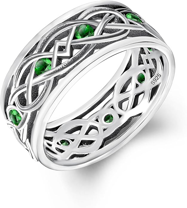 Claddagh Celtic Knot Band Rings for Men Women 925 Sterling Silver Irish Claddagh Promise Ring for Women Men