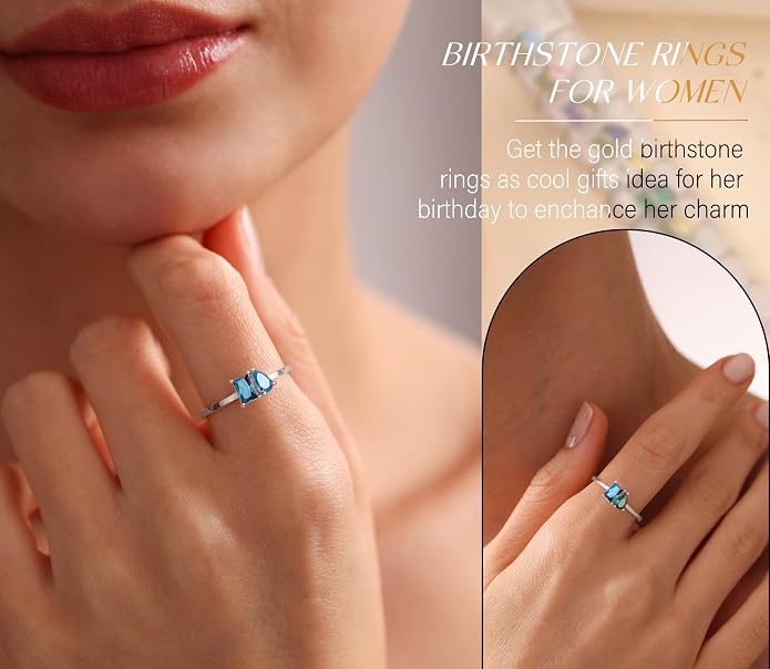 Birthstone Rings for Women, Non Tarnish Gold Rings 2026 Graduation Gifts Birthday Gift Trendy Teen Girl Stuff Dainty 14K Plated Adjustable CZ Stacking Promise Ring Anniversary Jewelry for Friend Sister Girlfriend Daughter