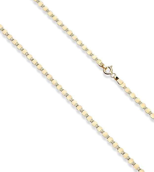 Miabella 925 Sterling Silver, 18K Gold Plated 925 Sterling Silver Figaro, Beaded Singapore, Sparkle, Cuban Link Chain, Choker Necklace for Women Made in Italy