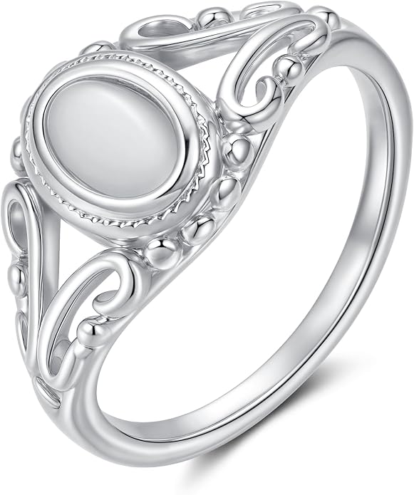 YeGieonr Non Tarnish Gold Signet Rings for Women - Waterproof 18K Gold Plated Stainless Steel Pearl Ring, Statement Ring for Everyday Wear