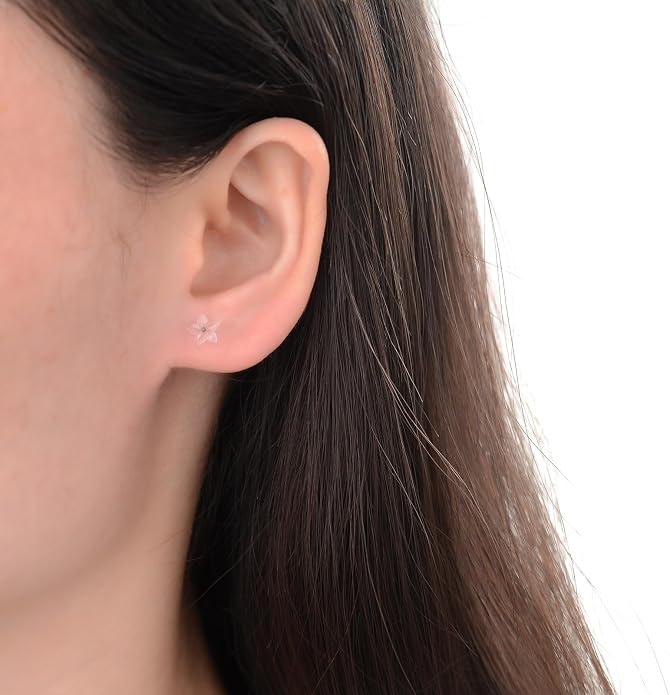 Plastic Post Stud Hoop Earrings for Sensitive Ears Multicolor Butterfly Flower Stud Earrings Set for Women