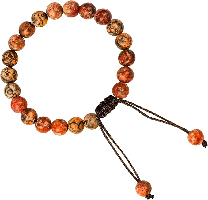 Amazing Gemstone Leopard Jasper Bracelet for Women Men's Gifts - Protection Healing Crystal Bracelet - 8mm Gemstone Beaded Adjustable Bracelet Pulseras para Hombres Mujer Stocking Stuffers