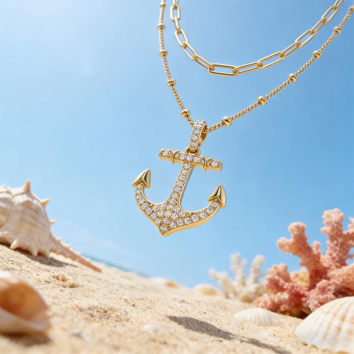 MEVECCO Layered Heart Necklace Pendant Handmade 18k Gold Plated Dainty Gold Choker Arrow Bar Layering Long Necklace for Women