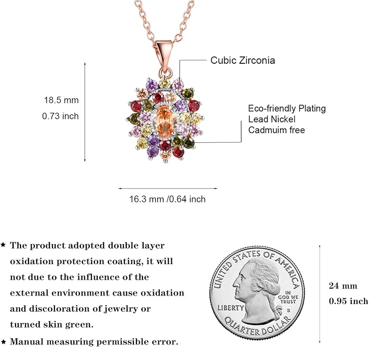 JIANGYUE Multicolor Cubic Zirconia Ring Rhodium Rose Gold Plated Multi-Stone Ring for Women Fashion Jewelry