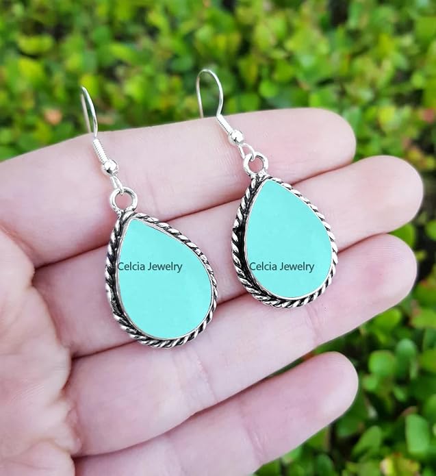 Pure 925 Sterling Silver Dangle Drop Earrings for Women, Pear Gemstone Handcrafted Earrings for Women & Girl ('Amethyst)