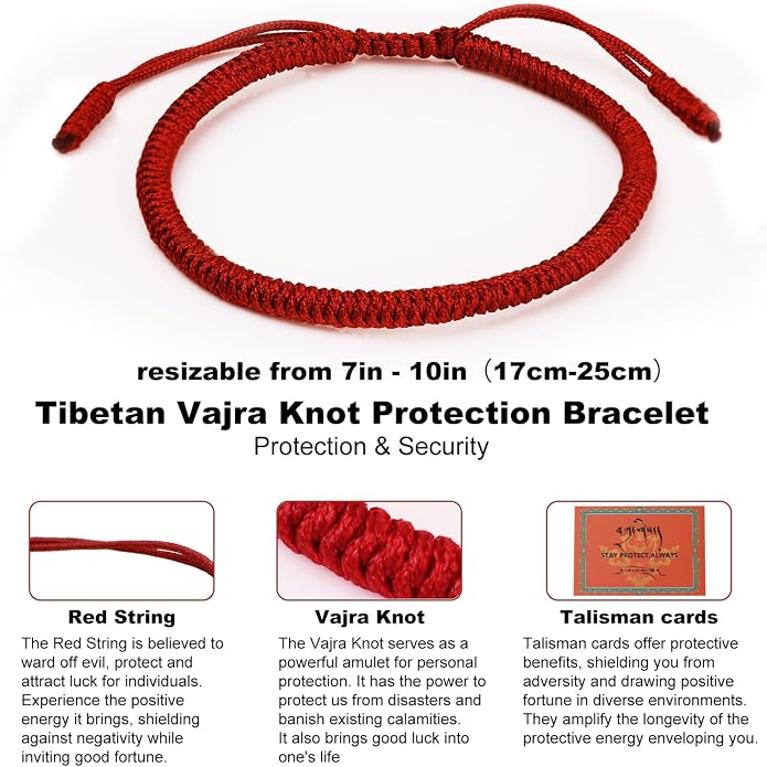 Authentic blessed Tibetan monks handmade Dorje Knot protection bracelet for women and men with a talisman