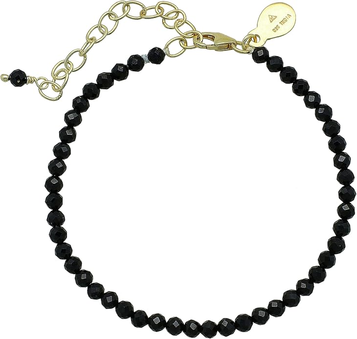 Faceted Bracelet for Women, Certified 925 Sterling Silver with 18K Gold Vermeil Healing Crystal Bracelets for Women - Crystals and Healing Stone Bracelet Women Jewelry for Gift