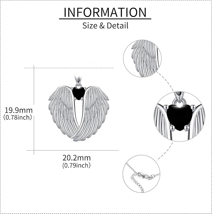 YFN Angel Wings Necklace 925 Sterling Silver Guardian Angel Wings Pendant Necklace Birthstone Necklace for Women Girls Christmas Jewelry Gifts