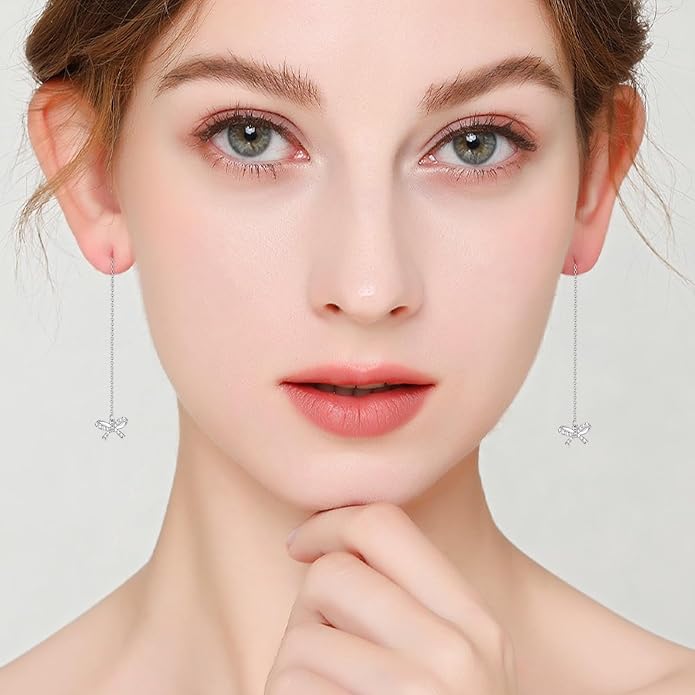 Palpitate Bow Earrings 925 Sterling Silver Women's Earrings Bow Jewelry Birthday Anniversary Christmas
