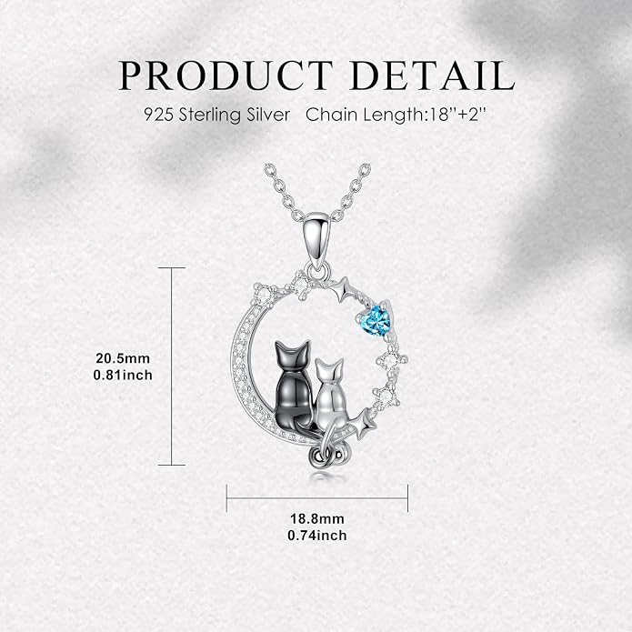 PELOVNY Teddy Bear Necklace for Women 925 Sterling Silver Bear/Highland Cow/Fox/Cat/Axolotl Birthstone Necklace Christmas Birthday Jewelry Gifts for Mom Daughter Wife Sister