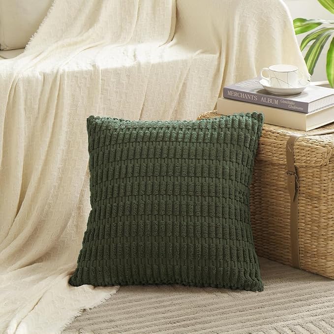 Fancy Homi 4 Packs Decorative Throw Pillow Covers for Living Room Couch Bed, Modern Farmhouse Boho Home Décor Accent Cushion Case, 22" x 22", Olive Green