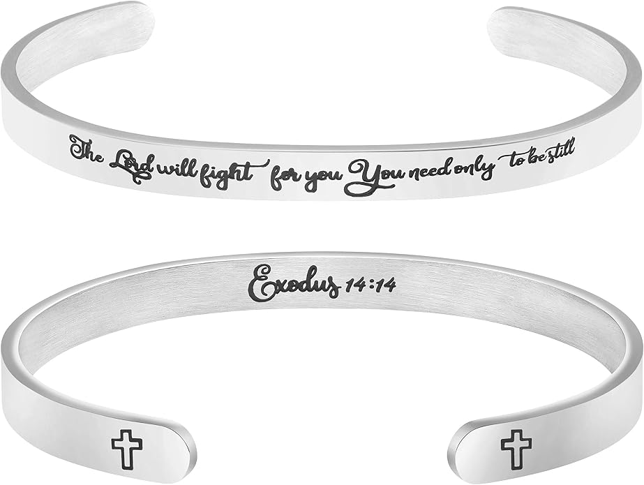Memgift 𝐂𝐡𝐫𝐢𝐬𝐭𝐢𝐚𝐧 𝐁𝐫𝐚𝐜𝐞𝐥𝐞𝐭𝐬 for 𝐖𝐨𝐦𝐞𝐧 Inspirational Gifts Bible Verse Religious Faith Jewelry Cuff Bracelet Mothers Day Christmas Birthday Jewelry for Her Mother Daughter