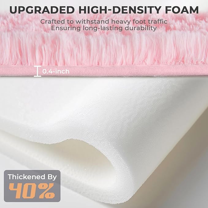 OPPODREAM 5ft Pink Circle Rug for Bedroom, Ultra-Soft Round Rugs 5-ft for Living Room, Fluffy Carpet for Nursery, Kids, Girl, Boy, Baby, Plush, Fuzzy, Shag, Shaggy, Cute Home Decor