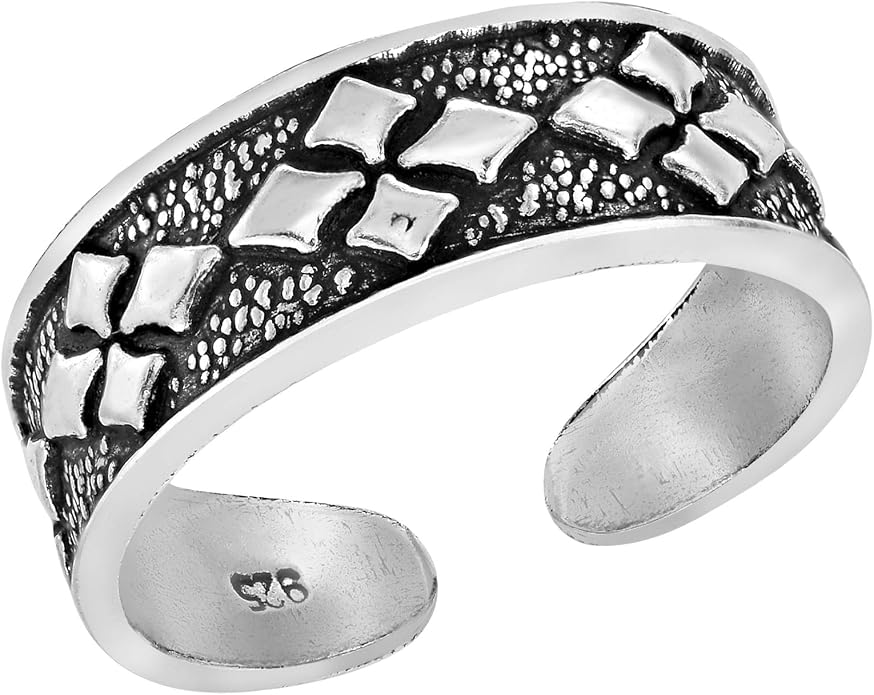 AeraVida .925 Sterling Silver Adjustable Toe Ring or Pinky Ring 5mm Wide Open Band, Stackable Minimalist Summer Foot Jewelry | Sun Moon Star Turtle Butterfly Leaf Olive Branch Ocean Wave Yin Yang Design
