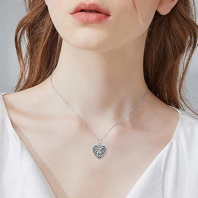 SOULMEET Personalized Silver Locket Necklace That Holds Pictures Photo Keep Someone Near to You, Memorial Custom Lockets Necklaces Letters Engraving for His Her