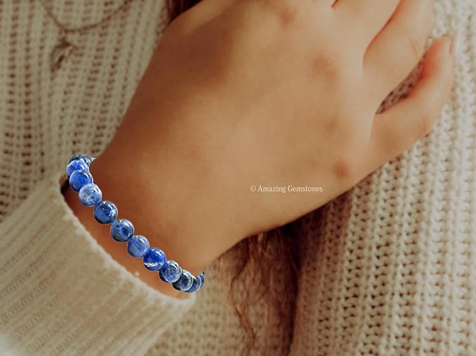Amazing Gemstone Sodalite Bracelet for Women Men's Gifts - Protection Healing Crystal Bracelet - 8mm Gemstone Beaded Adjustable Bracelet