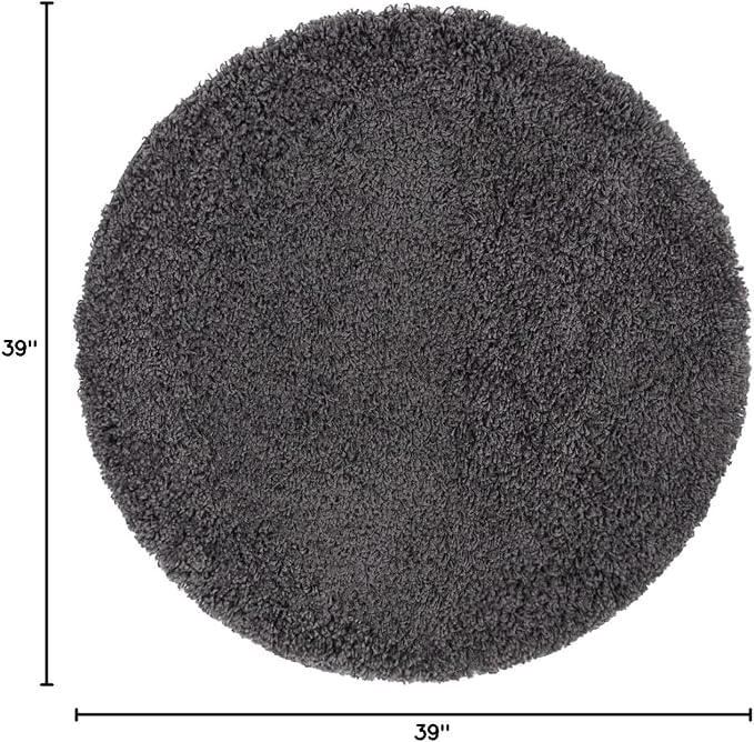 Unique Loom Solid Shag Collection Area Rug (3' 3" Round, Graphite Gray)