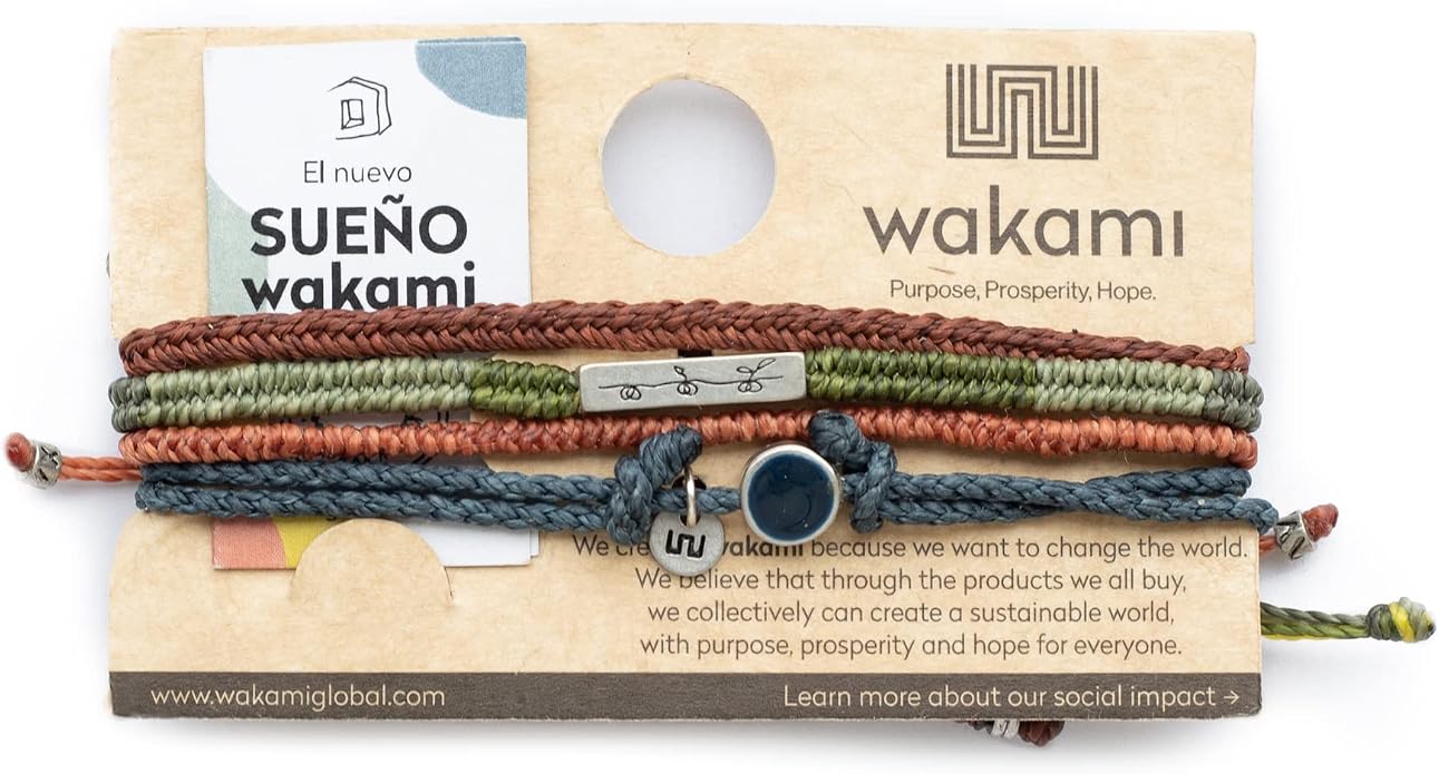 Wakami Boho Charm Bracelet Stack | Braided Beaded Stackable Bracelets for Women | Waterproof Fair Trade Handmade Boho Jewelry for Women and Men