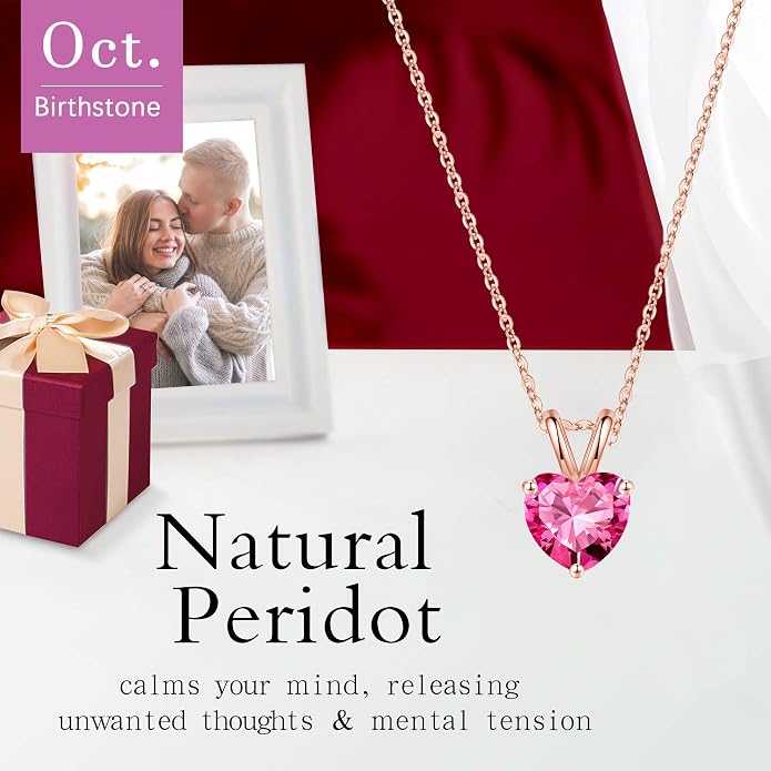 SMILEST Dainty Heart Birthstone Necklace for Women, 925 Sterling Silver Necklace Sparkling Heart Pendant, Anniversary Birthday Gifts for Women Mom Wife Daughter Girlfriend Grandma