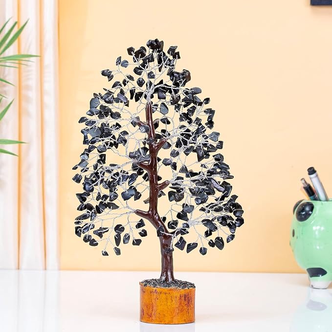 Crocon® Black Tourmaline Crystal Tree of Life Birthday Gifts for Men, Dad, Friend Healing Crystals Spiritual Shelf Crystal Decor Feng Shui Table Decor Gift for Men Housewarming Unique Home Decor