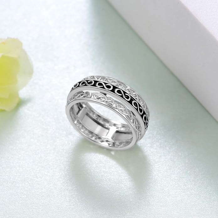 Anxiety Ring 925 Sterling Silver Spinning Celtic Knot Ring Anti-anxiety Stress Reduction Jewelry Gift Woman Birthday gift (Size7,8,9)