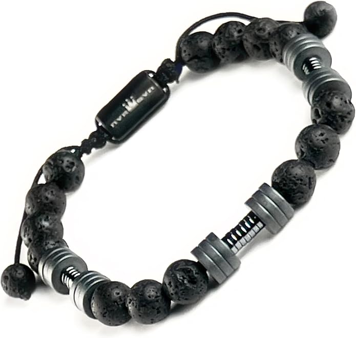 Mens Beaded Bracelet - Stone Jewelry, Black Onyx Hematite Bracelets, Mens Accessories, Adjustable