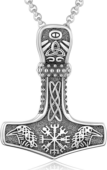Tetragrammaton/Thors Hammer/Viking Axe/Jewish/Yahweh Necklace for Men 925 Sterling Silver Viking Norse Pagan Jewelry Gifts for Women