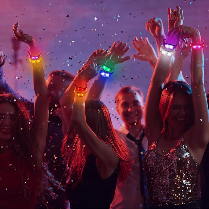 96 Pcs LED Glow Bracelets Sound Activated Light Up Bracelets for Adults & Kids Glow in the Dark Party Supplies Birthday Party Favors for Christmas, Halloween, Rave, New Year, Concert