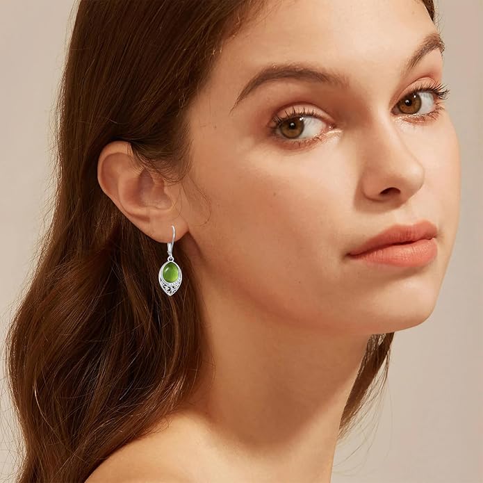 PROESS Filigree Teardrop Earrings S925 Sterling Silver Turquoise/Black Onyx/Peridot/Lapis Lazuli/Abalone Dangle Earrings Teardrop Jewelry for Women Mothers Day Birthday Christmas Gifts