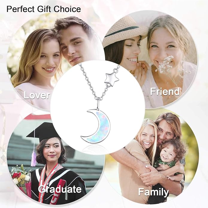 Cuoka 925 Sterling Silver Heart Necklace I Love You to The Moon and Back Pendant Sun Star Moon Necklace Jewelry for Women with Gifts Box