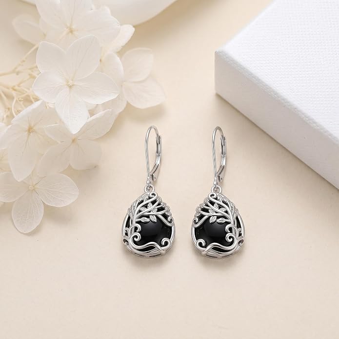 Teardrop Tree of Life/Filigree Earrings for Women Dangle Leverback Earrings Jewelry Gift Anniversary For Her