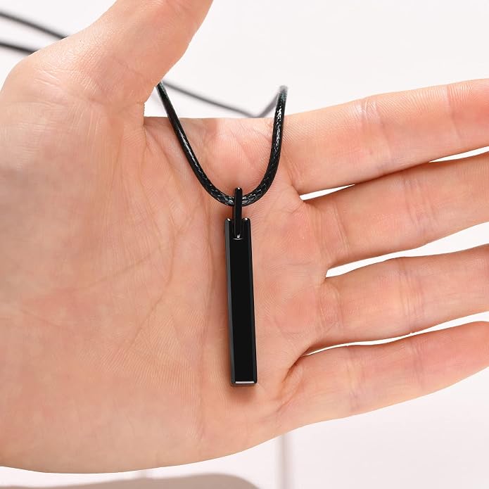 VNOX Personalized Bar Necklace Vertical - Customized Necklace Stainless 3D Pendant Custom Name Engravable Necklace Gift for Women Men