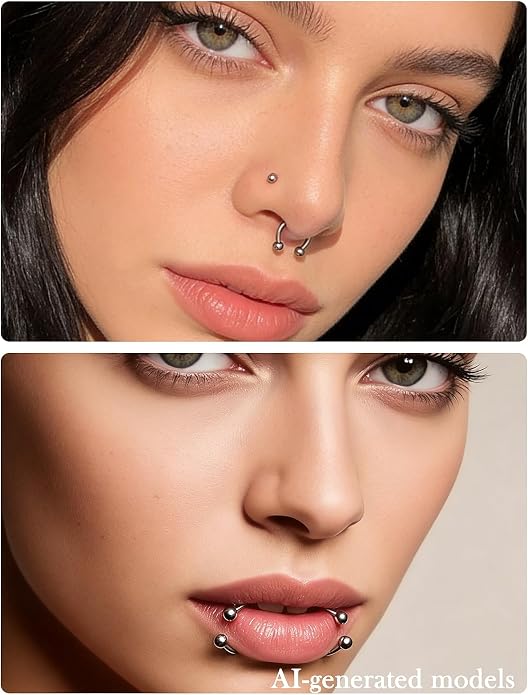 20G-2G ASTM F136 Titanium Septum Rings Nose Ring Hoops Circular Barbell Helix Snug Tragus Rook Daith Cartilage Earring Sneke Bites Lip Ring Hoop Smiley Piercing Jewelry for Women Men 6mm-19mm