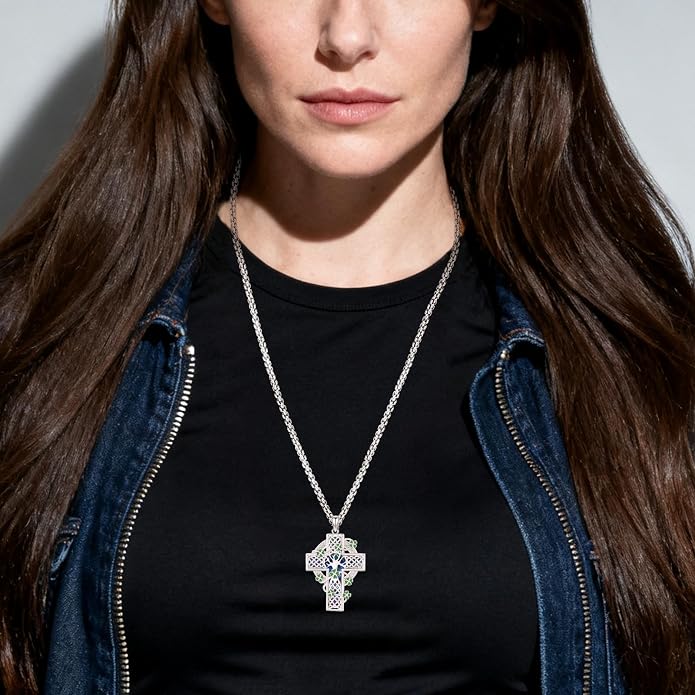 Celtic Cross Tree of Life Necklace for Women Sterling Silver Thor Hammer Tree of Life Pendant Irish Knot Cross Amulet Tree of Life Jewelry