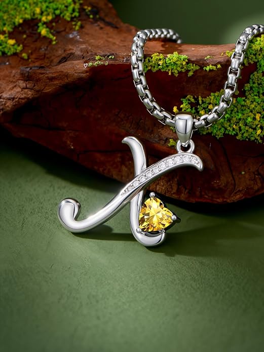 Birthday Gifts for Women Alphabet A to Z Initial Birthstone Pendant Necklaces for Women - 18k White Gold Plated Personalized Name Jewelry Anniversary Graduation Gifts for Wife Her Daughter Girlfriend(with Gift Box)