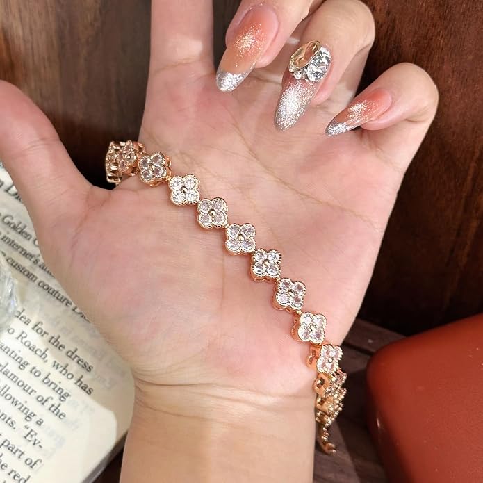 18K gold-plated mother of pearl enamel, adjustable clover lucky bracelet for women/New Year gift/Valentine's Day gift