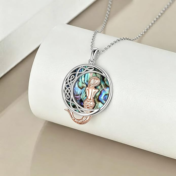 POPLYKE Mermaid Necklace 925 Sterling Silver Classic Necklace Mermaid Pendant Birthday Gifts Jewelry for Women