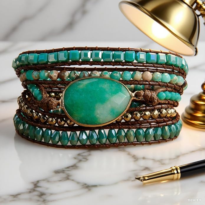 Women Wrap Bracelets Boho Natural Stone Jasper Turquoises Strand Bracelet Jewelry Collection