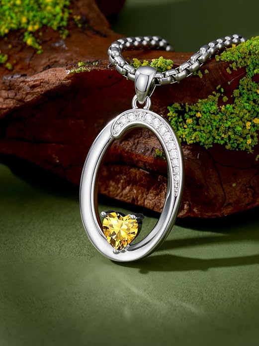 Birthday Gifts for Women Alphabet A to Z Initial Birthstone Pendant Necklaces for Women - 18k White Gold Plated Personalized Name Jewelry Anniversary Graduation Gifts for Wife Her Daughter Girlfriend(with Gift Box)
