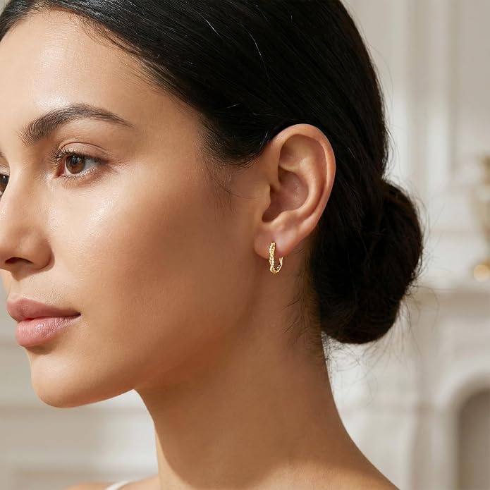 Gold Dainty Hoop Earrings for Women Hypoallergenic Lightweight 14K Gold Huggie Earrings Jewelry Valentines Day Gifts for Wife Girlfriend Her