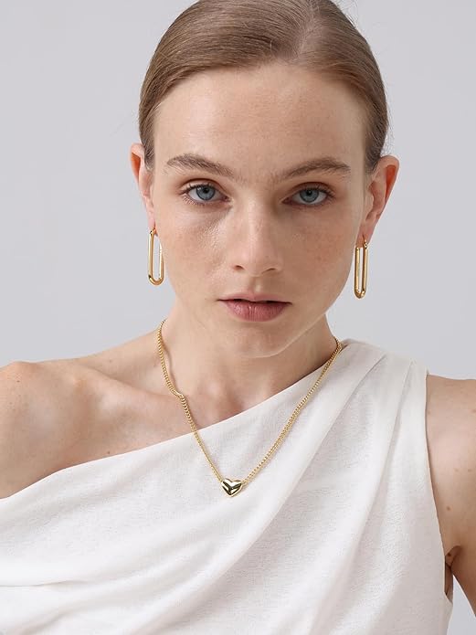 FRUMOS 18K Gold Plated Chunky Hoop Earrings for Women Fashion Thick Gold Hoops Set Jewelry for Birthday Christmas Gifts