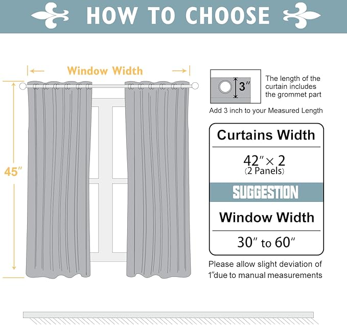 ChrisDowa 100% Blackout Curtains for Bedroom 45 Inches Long 2 Panels Set | 2 Thick Layers, Thermal Insulated, Light Blocking, Grommet, Window Treatment, Living Room Drapes, Light Beige, 42 x 45 Inch
