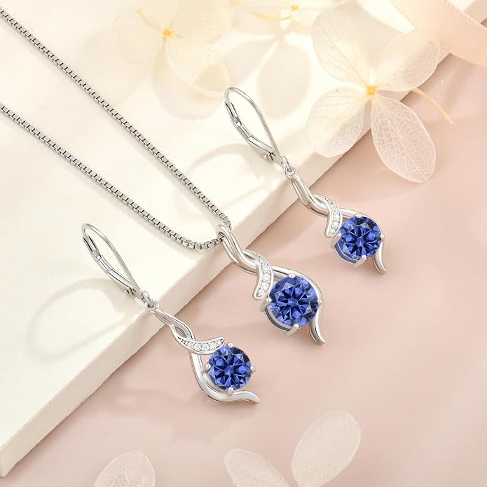 Women‘s Birthstone Pendant Necklace S925 Sterling Silver Imitation Diamond Infinity Necklace Jewelry Gift for Her