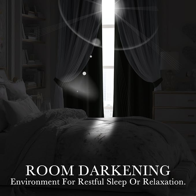 PONY DANCE Room Darkening Curtains with Sheer Overlay, Double Layer Drapes for Living Room, Grommet Thermal Insulated Curtains for Bedroom, 2 Panels Each 52 x 84 Inch, Sage Green