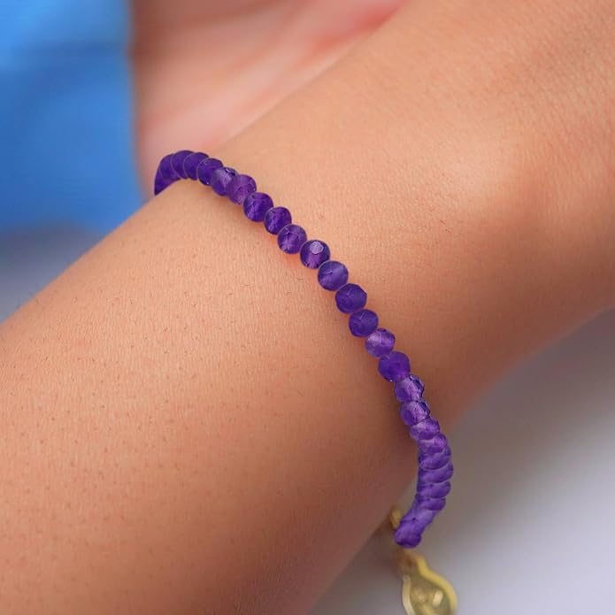 Faceted Bracelet for Women, Certified 925 Sterling Silver with 18K Gold Vermeil Healing Crystal Bracelets for Women - Crystals and Healing Stone Bracelet Women Jewelry for Gift