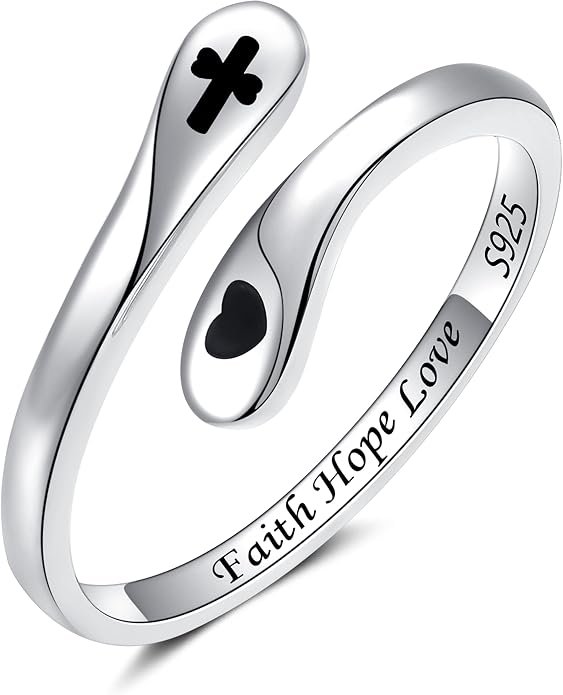 ZOEXUE 925 Sterling Silver Inspirational Jewelry Rings Adjustable Ring Personality Encouragement Gift for Teens Women