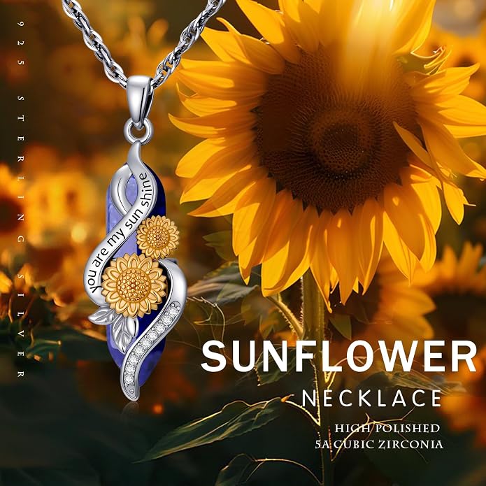 Crystal Necklace 925 Sterling Silver Rose/Sunflower Necklace for Women Jewelry Gifts for Women