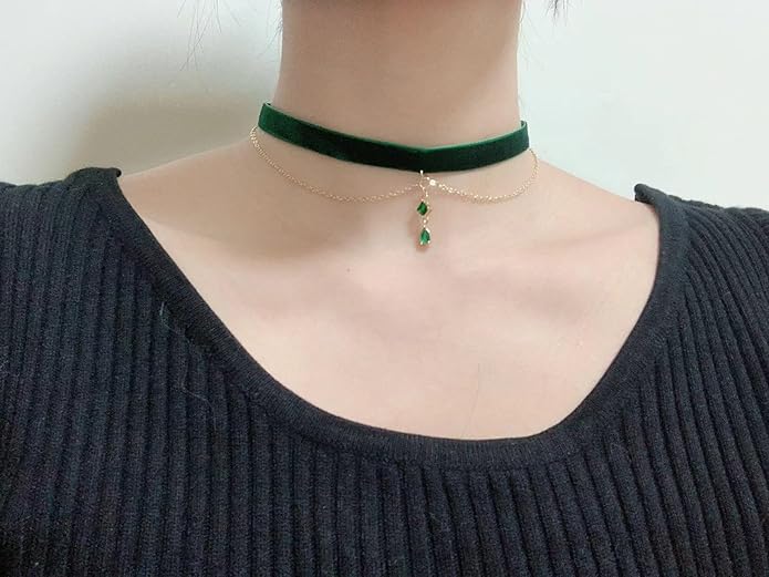MOMOCAT Black Velvet Red Pendant Choker Necklace for Women Gothic Lace Chokers Necklace Witch Bride Vampire Accessories Aesthetic kawaii Jewelry for Women Teen Girls